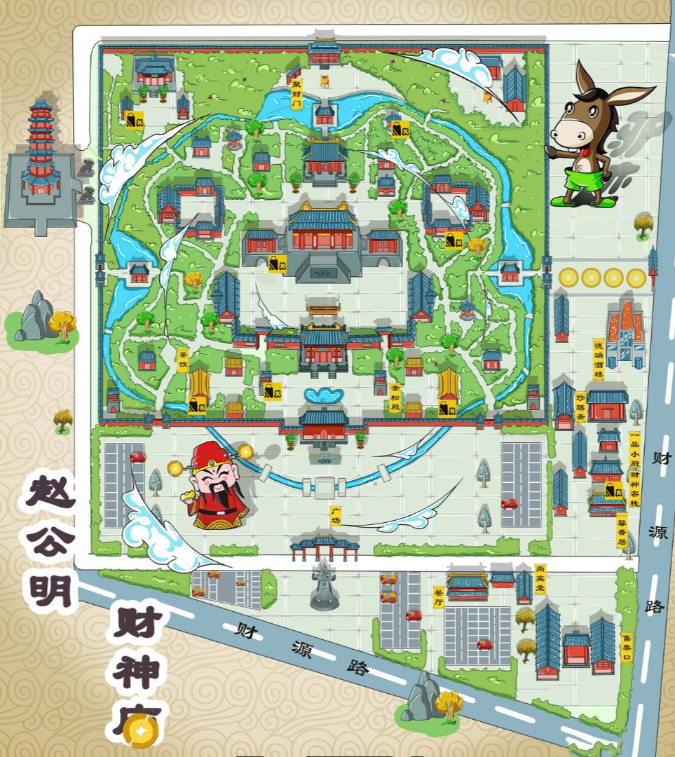 鼎城寺庙类手绘地图